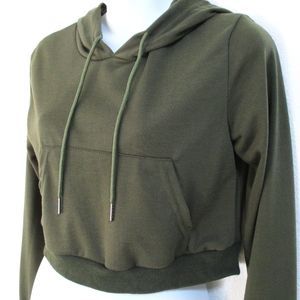 Olive Green Cropped Hoodie